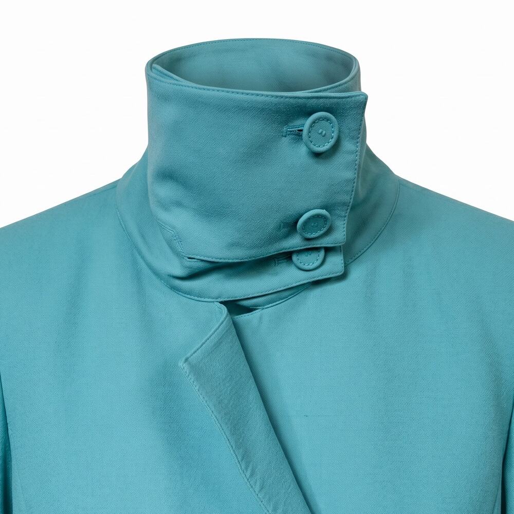 NWT Per Se Teal Double-Breasted Cropped Jacket | Funnel Neck 98% Wool - Picture 5 of 11